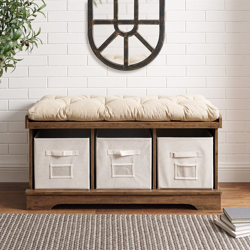 Driftwood Bucyrus Upholstered Cubby Storage Bench