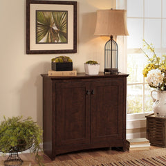 Small Storage Cabinet with Doors Keeps Everything Tidy and Out Of Sight Stylish Enclosed Storage Works