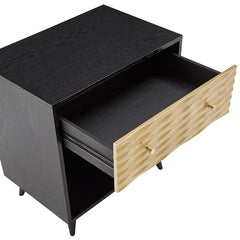 Buitron 24.4'' Tall 1 - Drawer Nightstand in Black/Gold