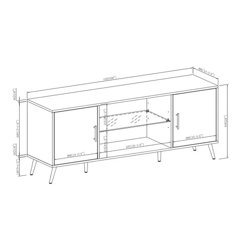 Birch Bulhary TV Stand for TVs up to 65" Adjustable Rubber Feet