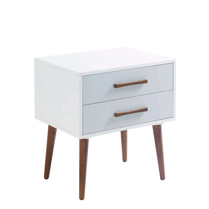 Off-White/Gray Burgos 26'' Tall 2 Drawer Nightstand