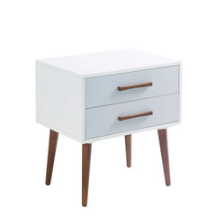 Off-White/Gray Burgos 26'' Tall 2 Drawer Nightstand