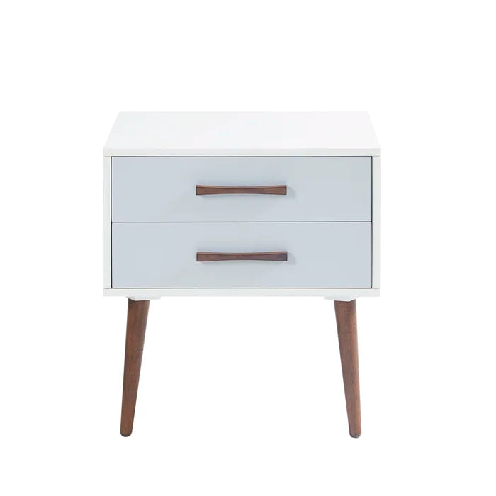 Off-White/Gray Burgos 26'' Tall 2 Drawer Nightstand