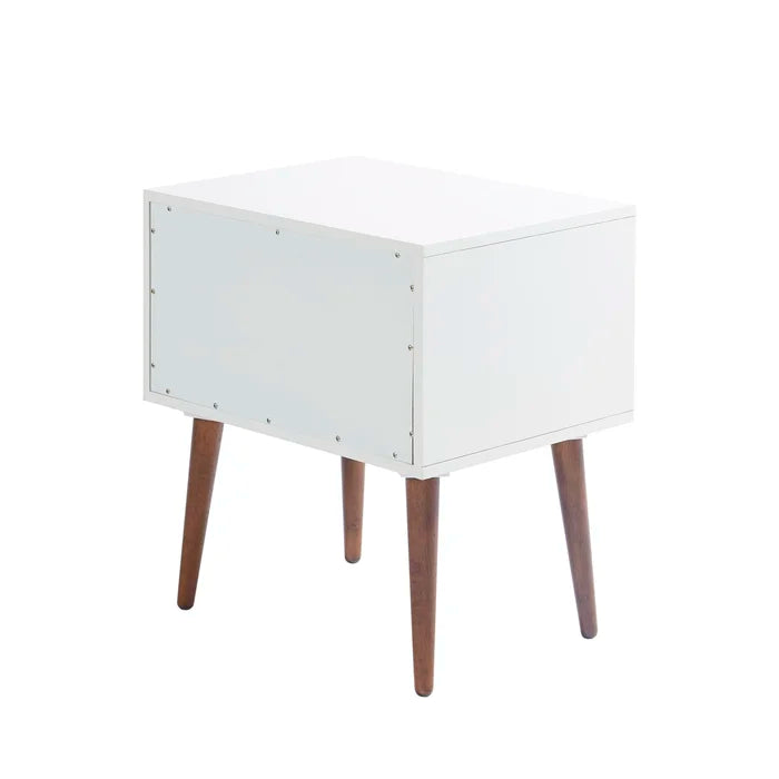 Off-White/Gray Burgos 26'' Tall 2 Drawer Nightstand