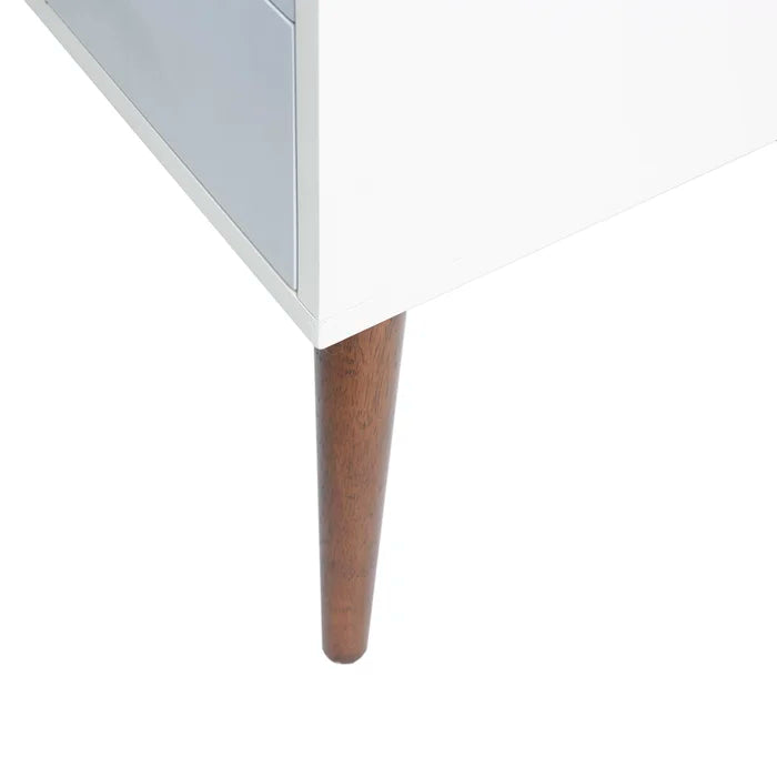 Off-White/Gray Burgos 26'' Tall 2 Drawer Nightstand