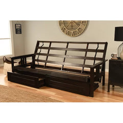 Suede Grey Burin Queen 86'' Wide Futon And Mattress with Storage