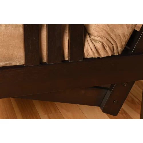 Suede Grey Burin Queen 86'' Wide Futon And Mattress with Storage