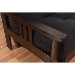 Suede Grey Burin Queen 86'' Wide Futon And Mattress with Storage