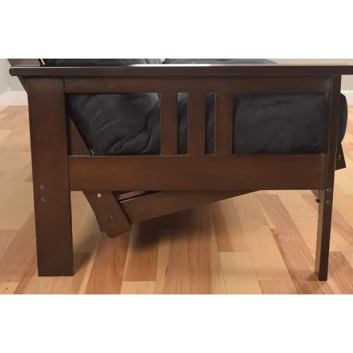 Suede Grey Burin Queen 86'' Wide Futon And Mattress with Storage