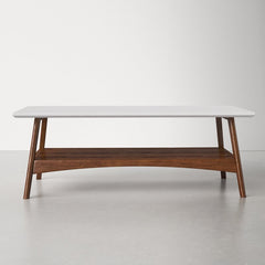 4 Legs Coffee Table with Storage Flared Legs, An Open Lower Shelf Scandinavian Style with this Modern Coffee Table