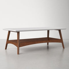 4 Legs Coffee Table with Storage Flared Legs, An Open Lower Shelf Scandinavian Style with this Modern Coffee Table