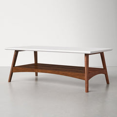 4 Legs Coffee Table with Storage Flared Legs, An Open Lower Shelf Scandinavian Style with this Modern Coffee Table