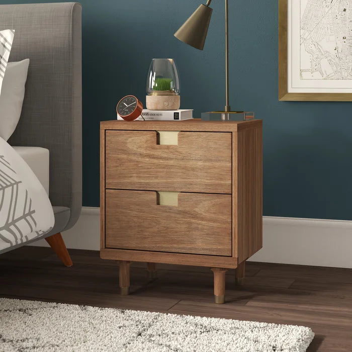 Mahogany Solid Wood Byron 25'' Tall 2 - Drawer Nightstand in Sand