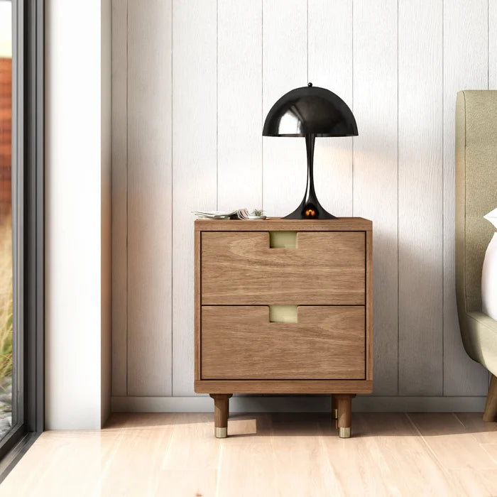 Mahogany Solid Wood Byron 25'' Tall 2 - Drawer Nightstand in Sand