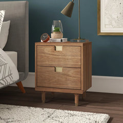 Mahogany Solid Wood Byron 25'' Tall 2 - Drawer Nightstand in Sand