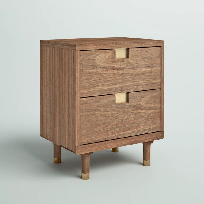 Mahogany Solid Wood Byron 25'' Tall 2 - Drawer Nightstand in Sand