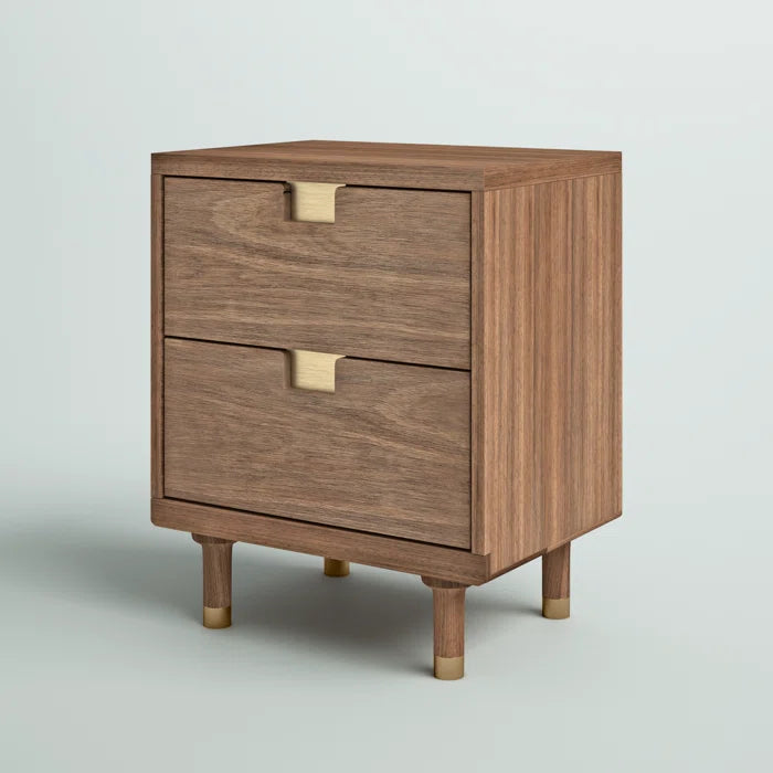 Mahogany Solid Wood Byron 25'' Tall 2 - Drawer Nightstand in Sand