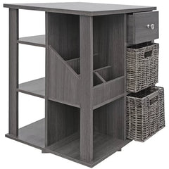 Gray Wash Cadarrah 24'' Tall Floor Shelf 3 - Drawer End Table