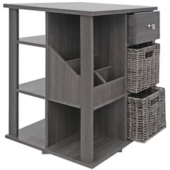 Gray Wash Cadarrah 24'' Tall Floor Shelf 3 - Drawer End Table with Plenty Storage Space