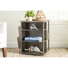 Gray Wash Cadarrah 24'' Tall Floor Shelf 3 - Drawer End Table with Plenty Storage Space