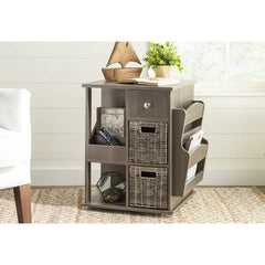 Gray Wash Cadarrah 24'' Tall Floor Shelf 3 - Drawer End Table with Plenty Storage Space