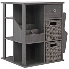 Gray Wash Cadarrah 24'' Tall Floor Shelf 3 - Drawer End Table with Plenty Storage Space