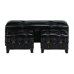 Cagle Wood and Leather Storage Bench Traditional Style Inspired