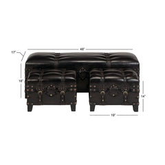 Cagle Wood and Leather Storage Bench Traditional Style Inspired