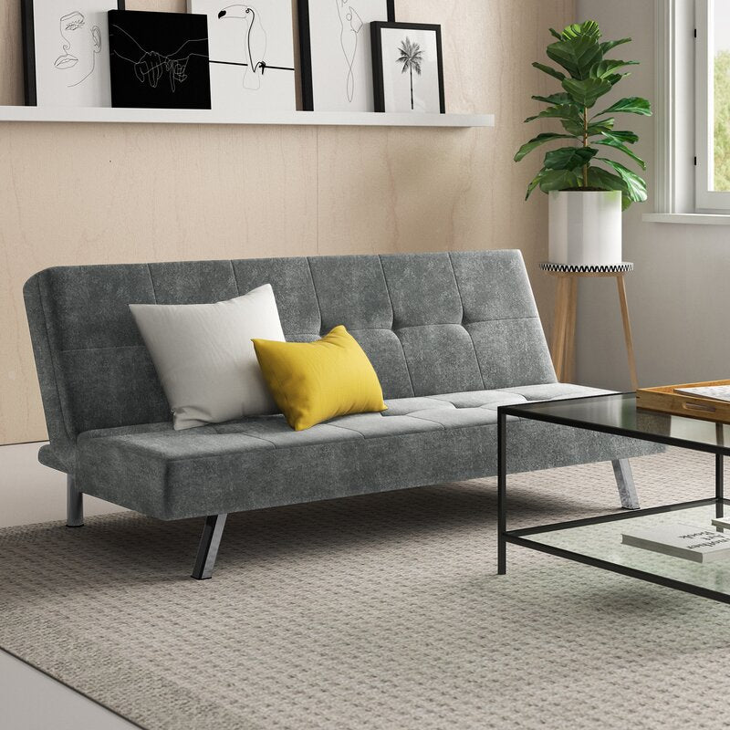 Cailum Full 68.5'' Wide Tufted Back Convertible Sofa Grey Microfiber