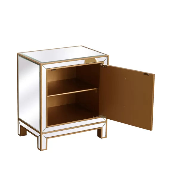 Gold Cain 24'' Tall Nightstand Perfect Additional Storage Space