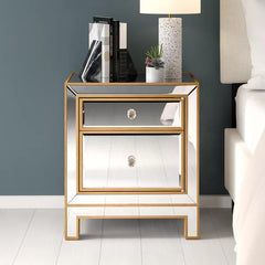 Gold Cain 24'' Tall Nightstand Perfect Additional Storage Space