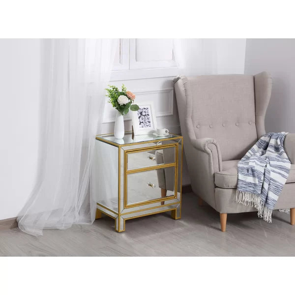 Gold Cain 24'' Tall Nightstand Perfect Additional Storage Space
