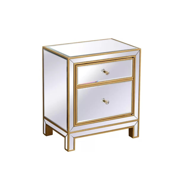 Gold Cain 24'' Tall Nightstand Perfect Additional Storage Space