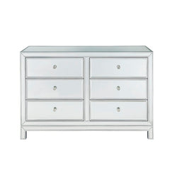 Antique Silver Cain 6 Drawer 48'' W Double Dresser Mirrored Paneling
