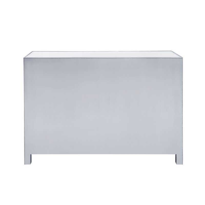 Antique Silver Cain 6 Drawer 48'' W Double Dresser Mirrored Paneling