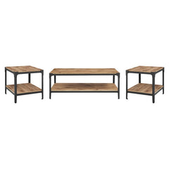 3 Piece Rectangular Coffee Table Set Crafted from Metal and Manufactured Wood