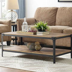 3 Piece Rectangular Coffee Table Set Crafted from Metal and Manufactured Wood