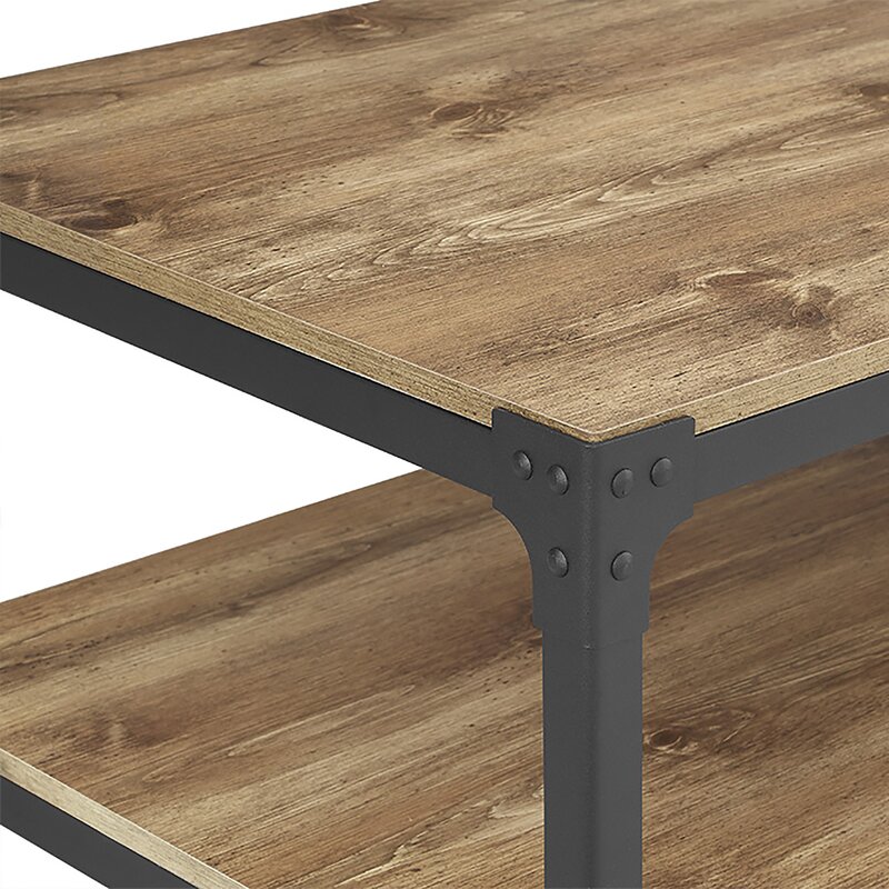 3 Piece Rectangular Coffee Table Set Crafted from Metal and Manufactured Wood