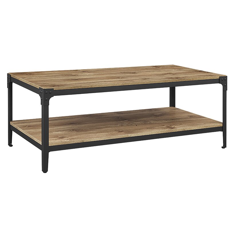 3 Piece Rectangular Coffee Table Set Crafted from Metal and Manufactured Wood