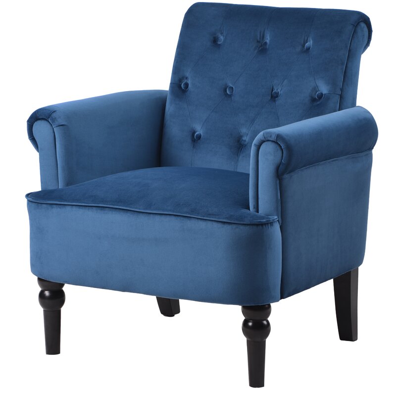 29'' Wide Tufted Velvet Armchair High-Density Foam and Sinuous Springs