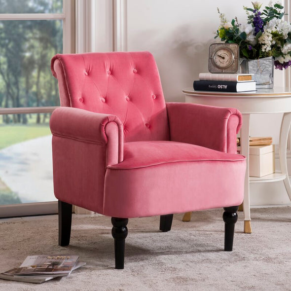 29'' Wide Tufted Velvet Armchair Solid and Engineered Wood Frame