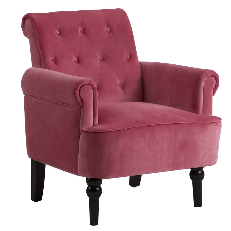 29'' Wide Tufted Velvet Armchair Solid and Engineered Wood Frame