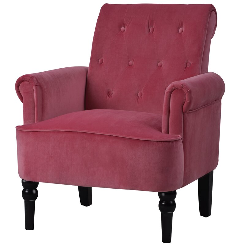 29'' Wide Tufted Velvet Armchair Solid and Engineered Wood Frame