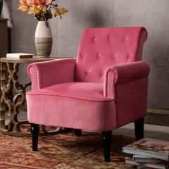 29'' Wide Tufted Velvet Armchair Solid and Engineered Wood Frame