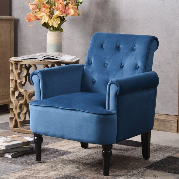 29'' Wide Tufted Velvet Armchair High-Density Foam and Sinuous Springs