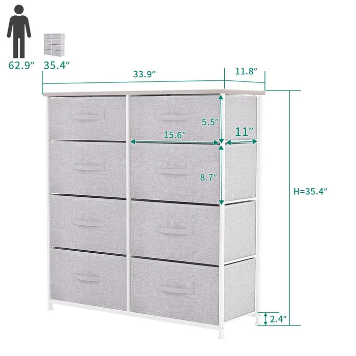 Light Gray Callie-Mai 8 Drawer 33.9'' W 8 Removable and Foldable Drawers