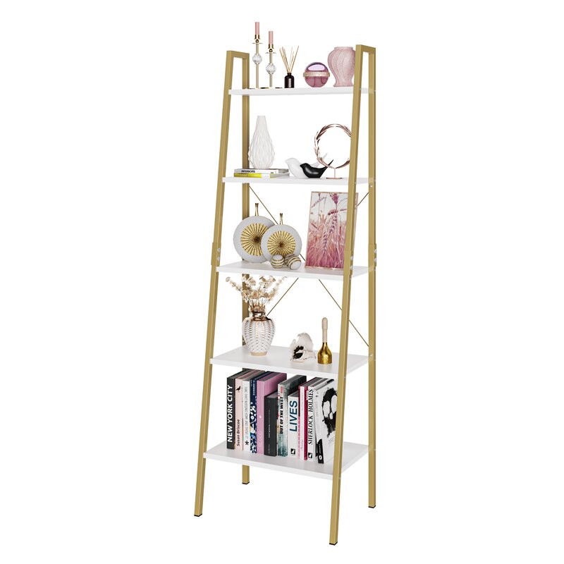 Camilo 67.4'' H x 22'' W Iron Ladder Bookcase Elevates your Living Room