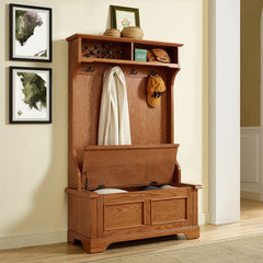 Warm Oak Campbell 40'' Wide Hall Tree with Bench