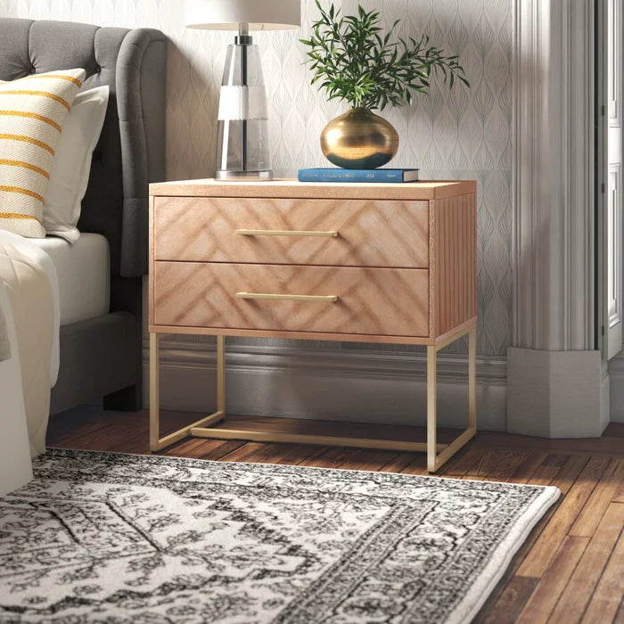 Oak Candelario 27'' Tall 2 - Drawer Nightstand Bring Modern Style