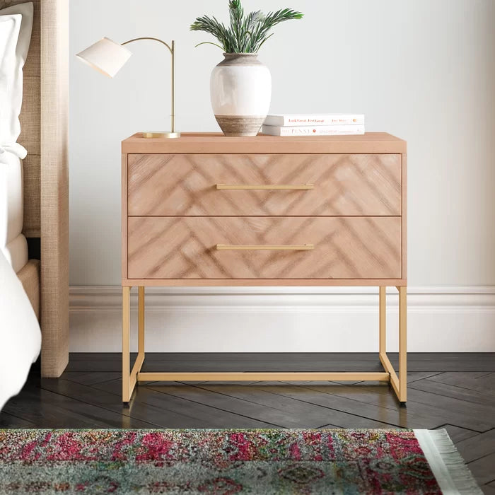 Oak Candelario 27'' Tall 2 - Drawer Nightstand Bring Modern Style